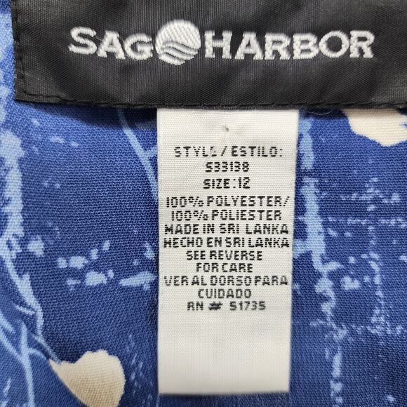 Vintage Sag Harbor Skirt Womens 12 Blue Floral Maxi Side Zip Lightweight Modest - Picture 4 of 8